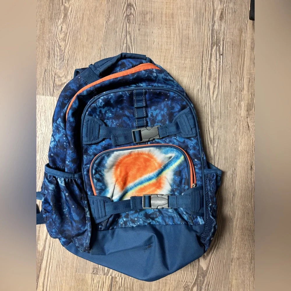 Pottery Barn Kids Galaxy Planet Backpack Navy Orange Large School Bag